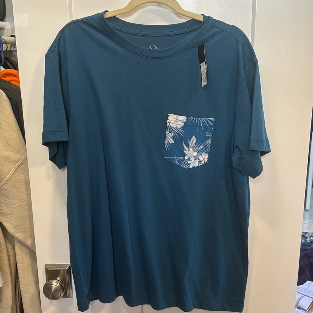 Original Use Teal T-Shirt with Hawaiian Pocket Large